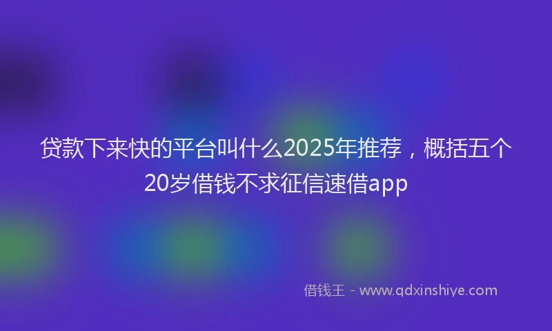 贷款下来快的平台叫什么2025年推荐，概括五个20岁借钱不求征信速借app