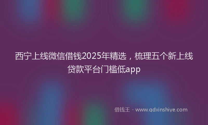 西宁上线微信借钱2025年精选，梳理五个新上线贷款平台门槛低app