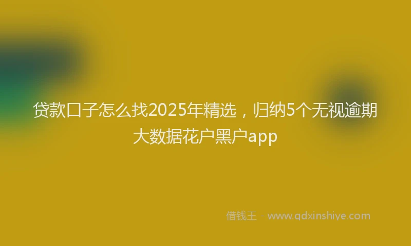 贷款口子怎么找2025年精选，归纳5个无视逾期大数据花户黑户app