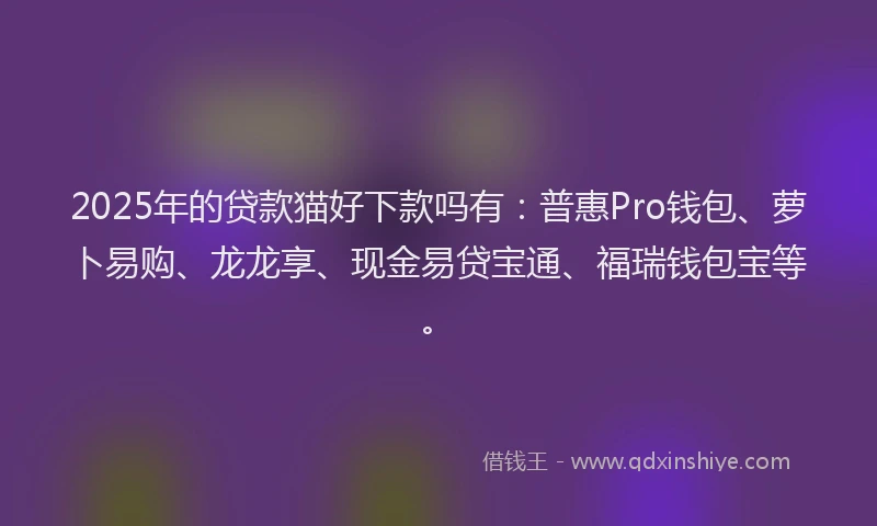 2025年的贷款猫好下款吗有：普惠Pro钱包、萝卜易购、龙龙享、现金易贷宝通、福瑞钱包宝等。