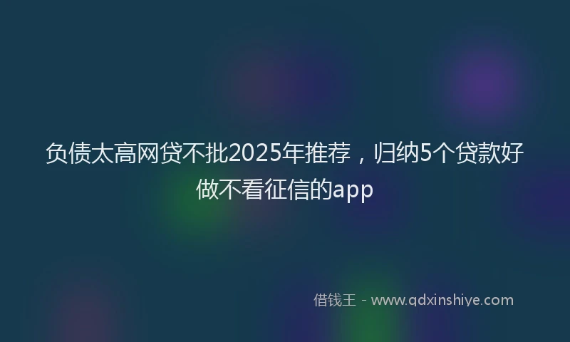 负债太高网贷不批2025年推荐，归纳5个贷款好做不看征信的app