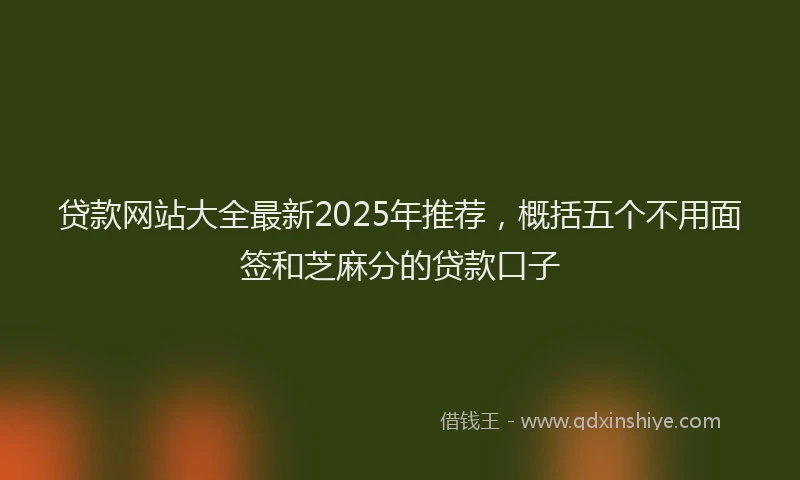 贷款网站大全最新2025年推荐，概括五个不用面签和芝麻分的贷款口子