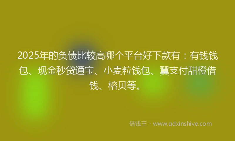 2025年的负债比较高哪个平台好下款有：有钱钱包、现金秒贷通宝、小麦粒钱包、翼支付甜橙借钱、榕贝等。