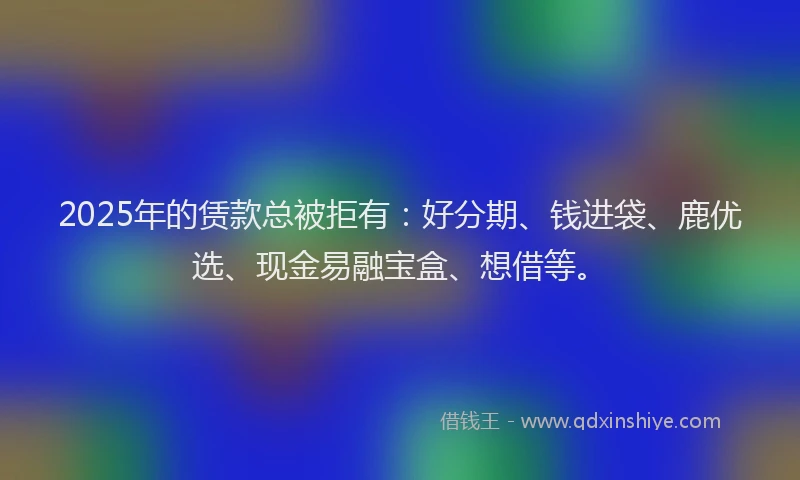 2025年的赁款总被拒有：好分期、钱进袋、鹿优选、现金易融宝盒、想借等。