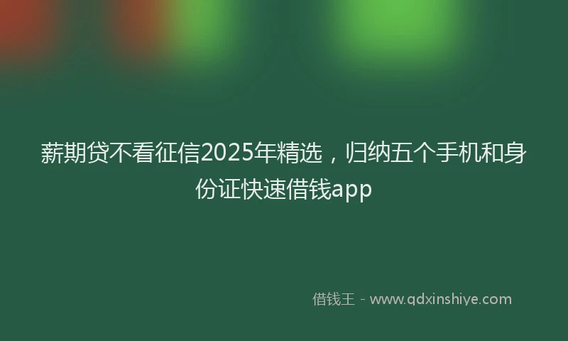 薪期贷不看征信2025年精选，归纳五个手机和身份证快速借钱app