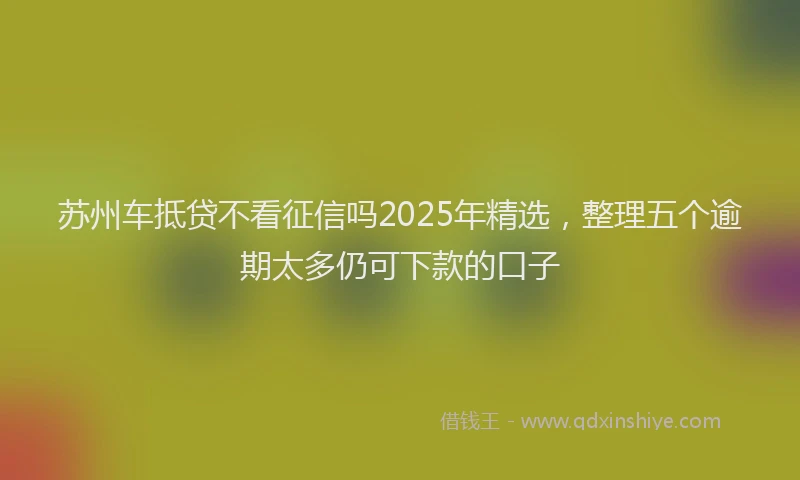 苏州车抵贷不看征信吗2025年精选，整理五个逾期太多仍可下款的口子