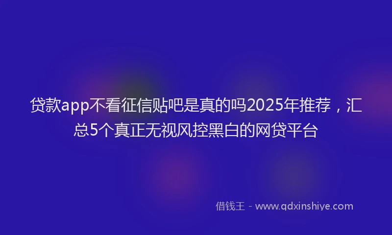 贷款app不看征信贴吧是真的吗2025年推荐，汇总5个真正无视风控黑白的网贷平台
