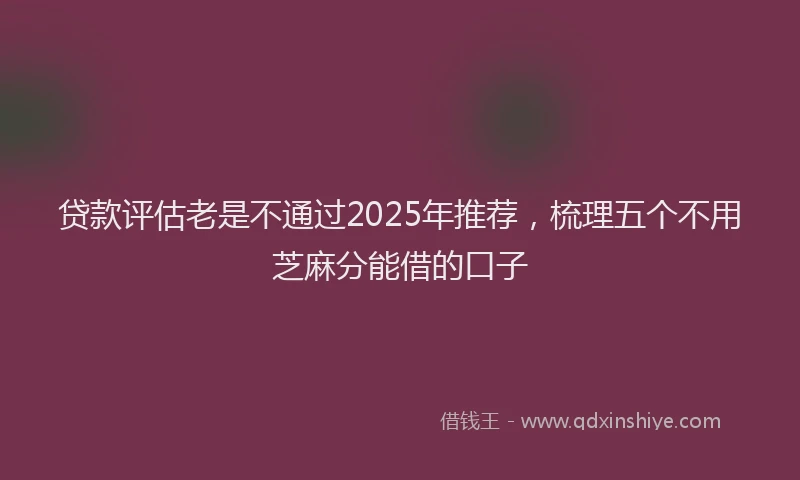 贷款评估老是不通过2025年推荐，梳理五个不用芝麻分能借的口子