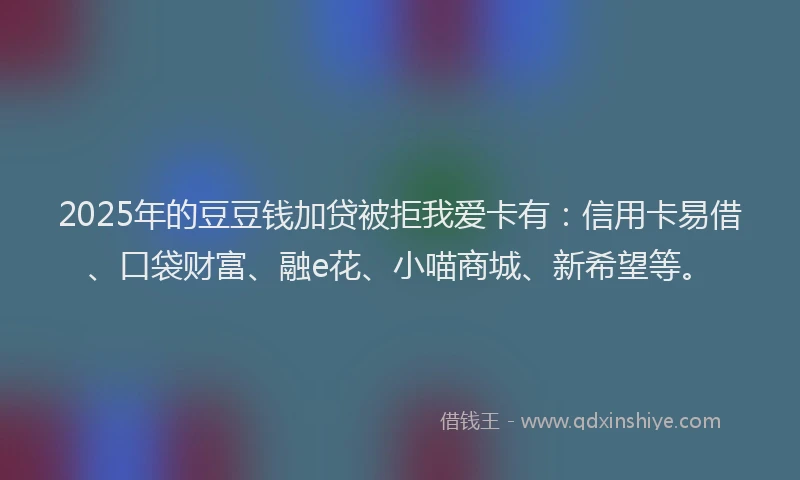 2025年的豆豆钱加贷被拒我爱卡有：信用卡易借、口袋财富、融e花、小喵商城、新希望等。