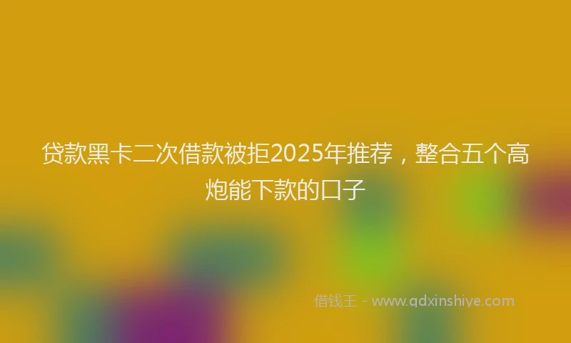 贷款黑卡二次借款被拒2025年推荐，整合五个高炮能下款的口子