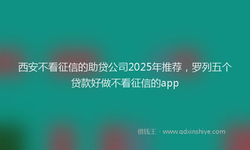 西安不看征信的助贷公司2025年推荐，罗列五个贷款好做不看征信的app
