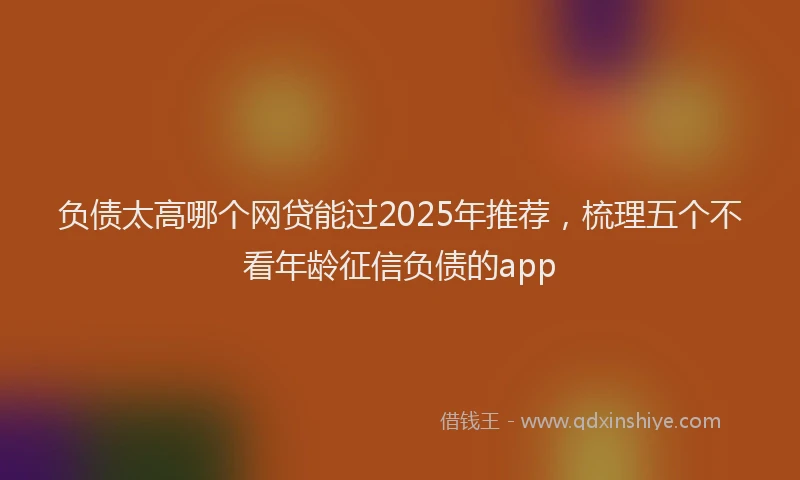 负债太高哪个网贷能过2025年推荐，梳理五个不看年龄征信负债的app