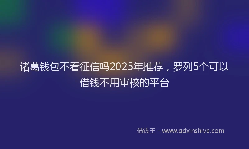 诸葛钱包不看征信吗2025年推荐，罗列5个可以借钱不用审核的平台