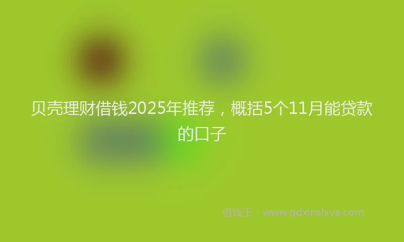 贝壳理财借钱2025年推荐，概括5个11月能贷款的口子