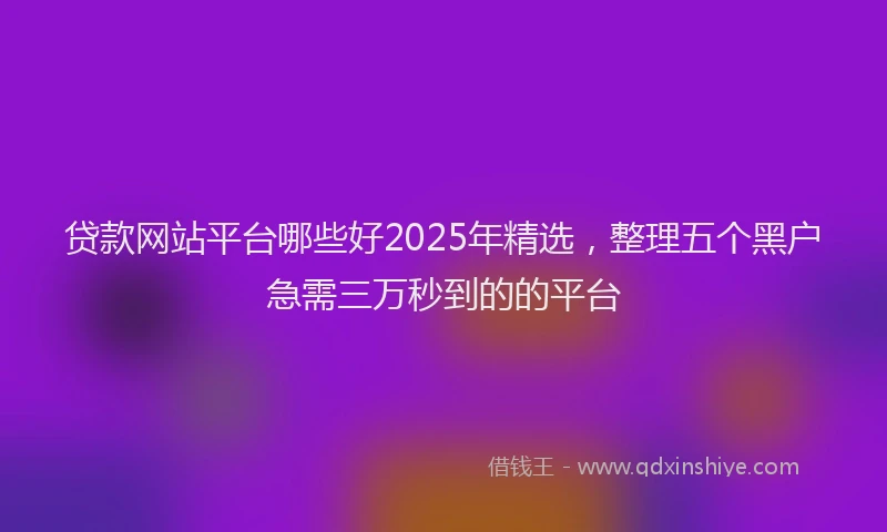 贷款网站平台哪些好2025年精选，整理五个黑户急需三万秒到的的平台