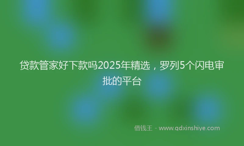 贷款管家好下款吗2025年精选，罗列5个闪电审批的平台