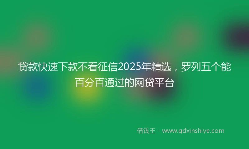 贷款快速下款不看征信2025年精选，罗列五个能百分百通过的网贷平台