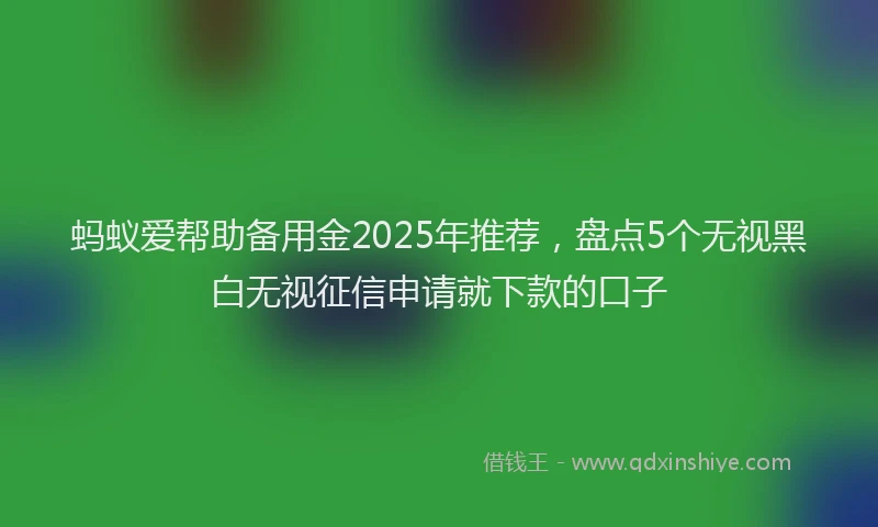 蚂蚁爱帮助备用金2025年推荐，盘点5个无视黑白无视征信申请就下款的口子