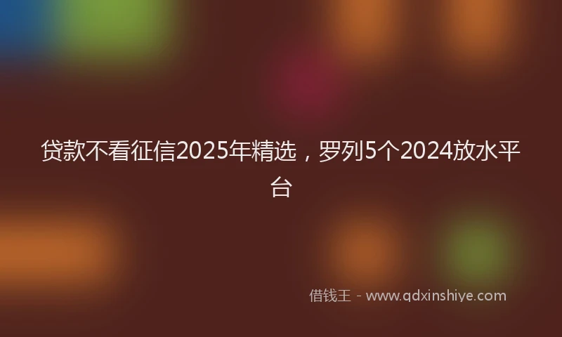 贷款不看征信2025年精选，罗列5个2024放水平台