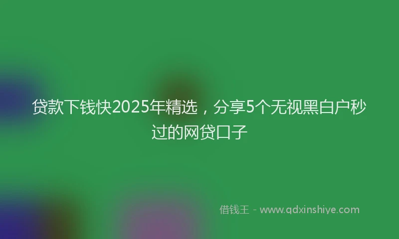 贷款下钱快2025年精选，分享5个无视黑白户秒过的网贷口子