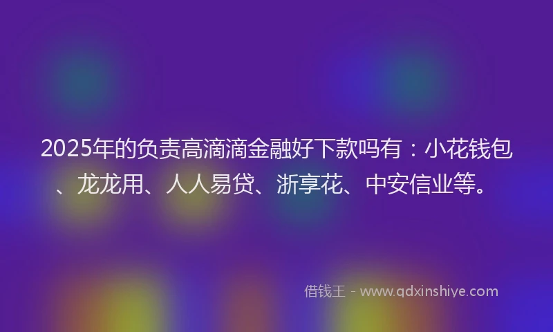 2025年的负责高滴滴金融好下款吗有：小花钱包、龙龙用、人人易贷、浙享花、中安信业等。