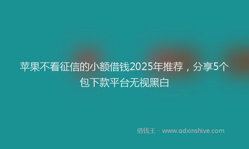 苹果不看征信的小额借钱2025年推荐，分享5个包下款平台无视黑白