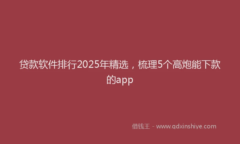 贷款软件排行2025年精选，梳理5个高炮能下款的app