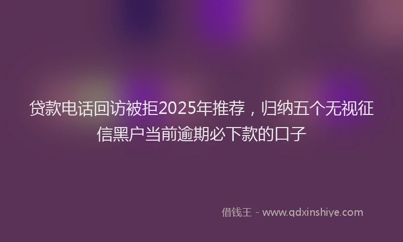 贷款电话回访被拒2025年推荐，归纳五个无视征信黑户当前逾期必下款的口子