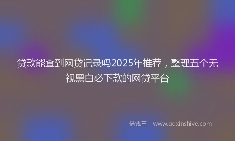 贷款能查到网贷记录吗2025年推荐，整理五个无视黑白必下款的网贷平台