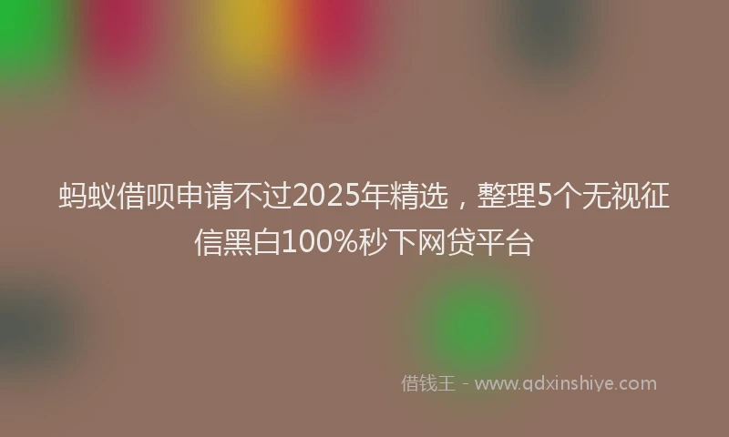蚂蚁借呗申请不过2025年精选，整理5个无视征信黑白100%秒下网贷平台
