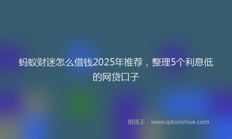 蚂蚁财迷怎么借钱2025年推荐，整理5个利息低的网贷口子