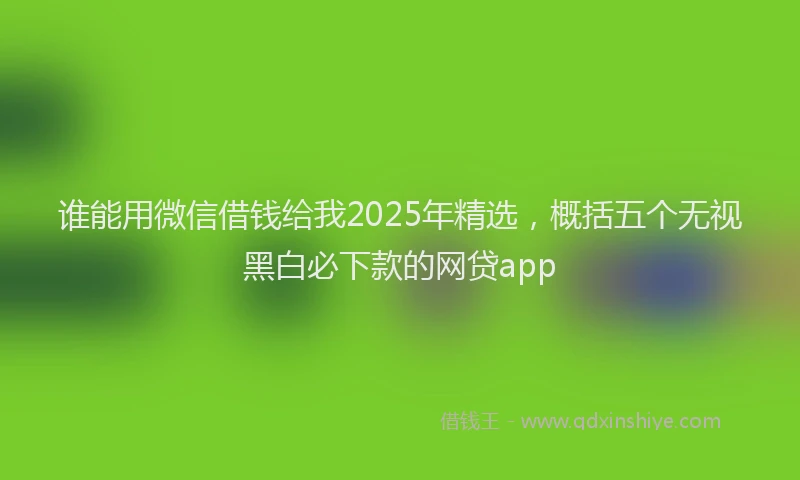 谁能用微信借钱给我2025年精选，概括五个无视黑白必下款的网贷app
