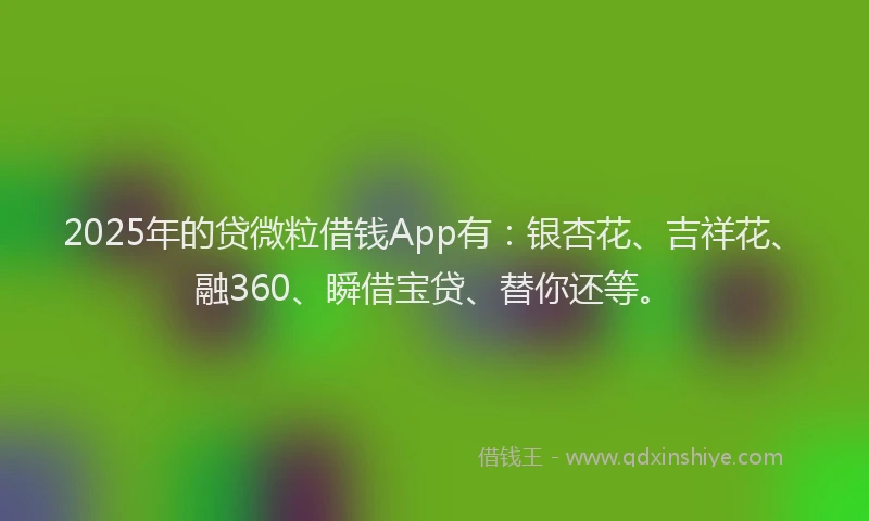 2025年的贷微粒借钱App有：银杏花、吉祥花、融360、瞬借宝贷、替你还等。