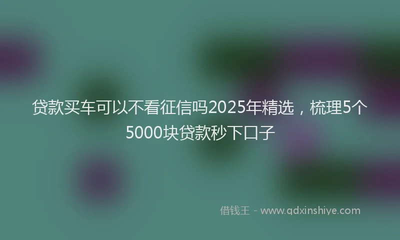 贷款买车可以不看征信吗2025年精选，梳理5个5000块贷款秒下口子