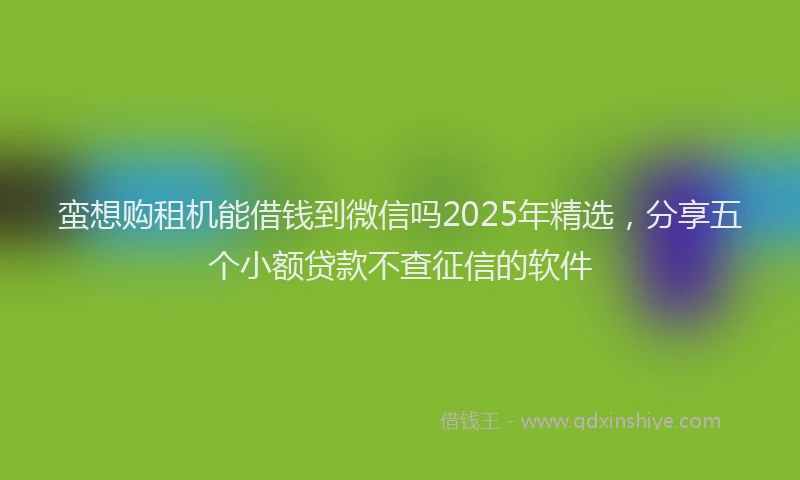 蛮想购租机能借钱到微信吗2025年精选，分享五个小额贷款不查征信的软件