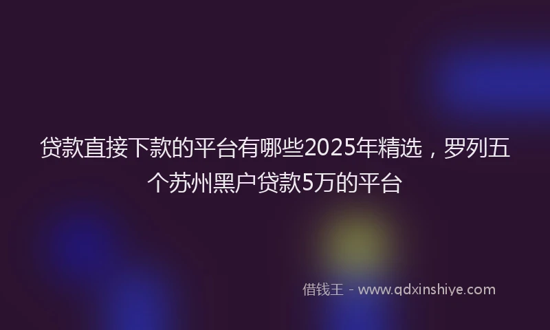 贷款直接下款的平台有哪些2025年精选，罗列五个苏州黑户贷款5万的平台
