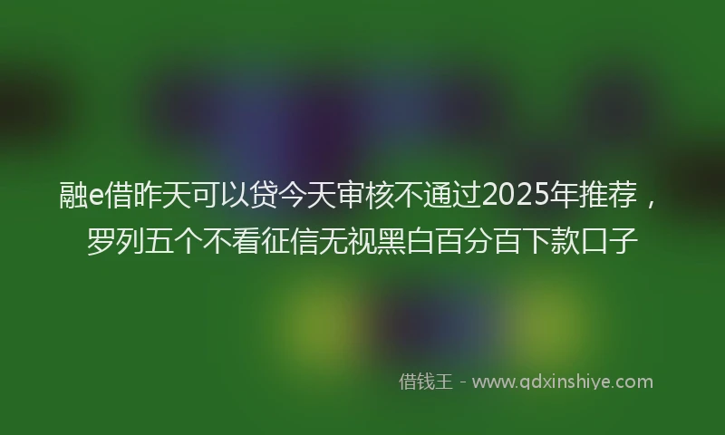 融e借昨天可以贷今天审核不通过2025年推荐，罗列五个不看征信无视黑白百分百下款口子