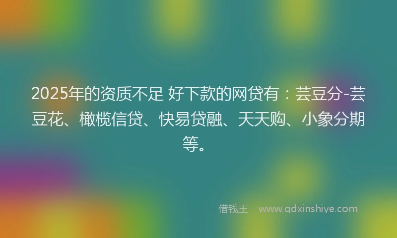 2025年的资质不足 好下款的网贷有：芸豆分-芸豆花、橄榄信贷、快易贷融、天天购、小象分期等。