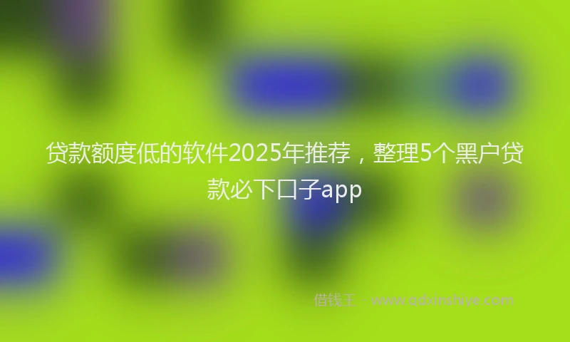 贷款额度低的软件2025年推荐，整理5个黑户贷款必下口子app