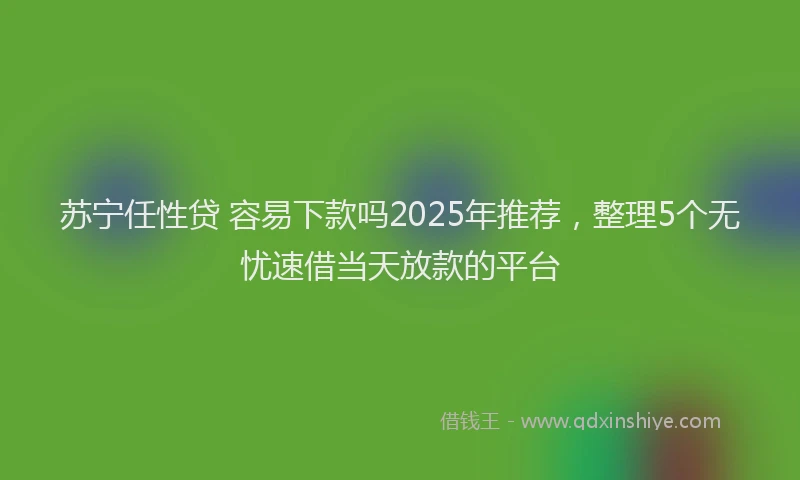 苏宁任性贷 容易下款吗2025年推荐，整理5个无忧速借当天放款的平台
