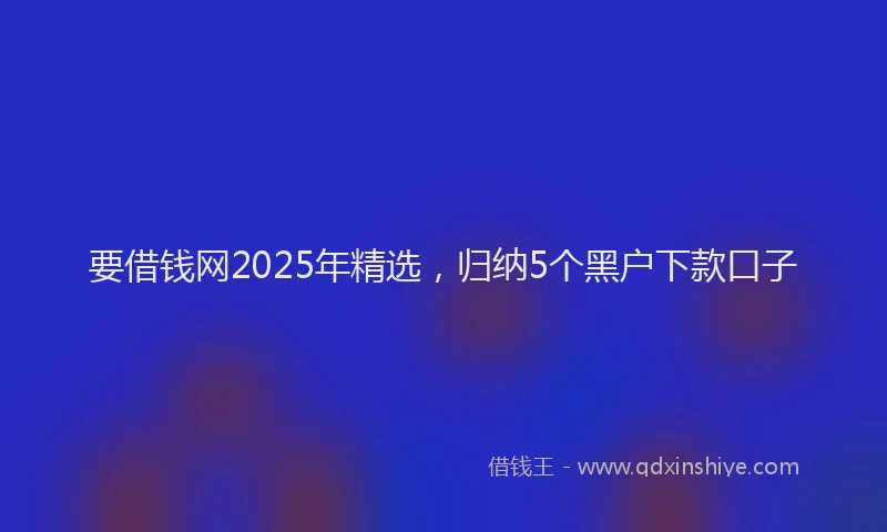 要借钱网2025年精选，归纳5个黑户下款口子