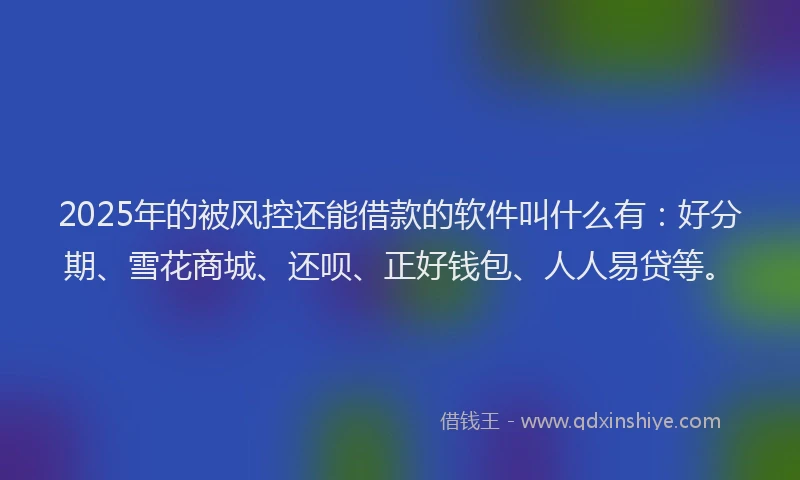 2025年的被风控还能借款的软件叫什么有：好分期、雪花商城、还呗、正好钱包、人人易贷等。