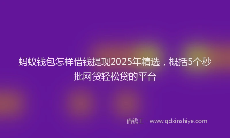 蚂蚁钱包怎样借钱提现2025年精选，概括5个秒批网贷轻松贷的平台