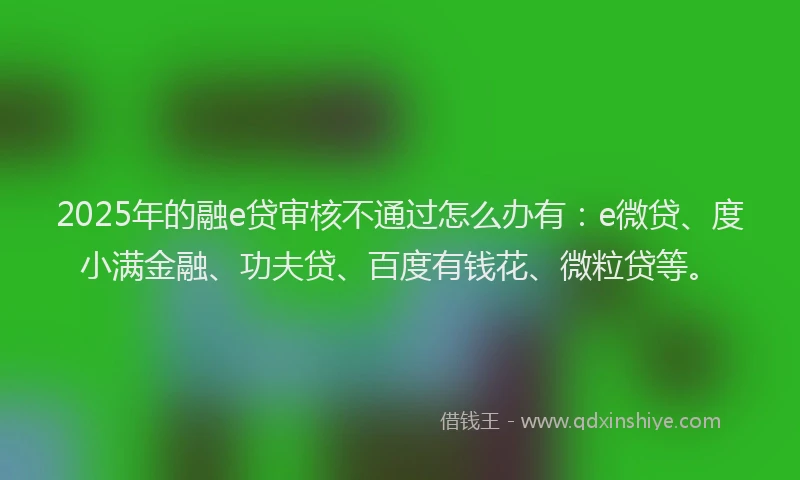 2025年的融e贷审核不通过怎么办有：e微贷、度小满金融、功夫贷、百度有钱花、微粒贷等。