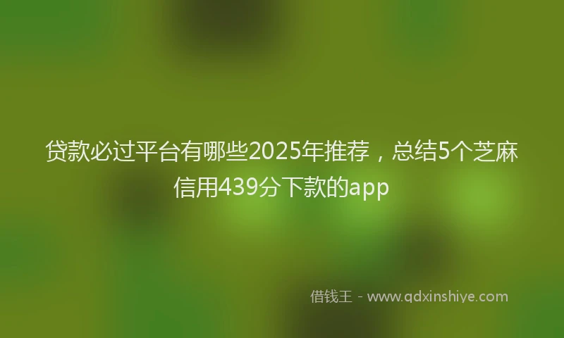 贷款必过平台有哪些2025年推荐，总结5个芝麻信用439分下款的app
