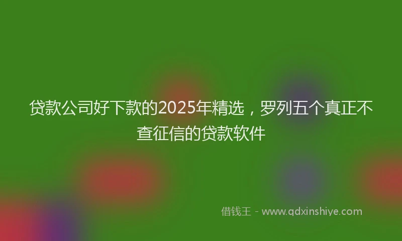 贷款公司好下款的2025年精选，罗列五个真正不查征信的贷款软件