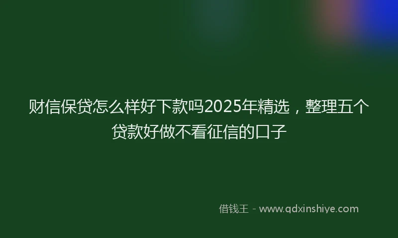 财信保贷怎么样好下款吗2025年精选，整理五个贷款好做不看征信的口子
