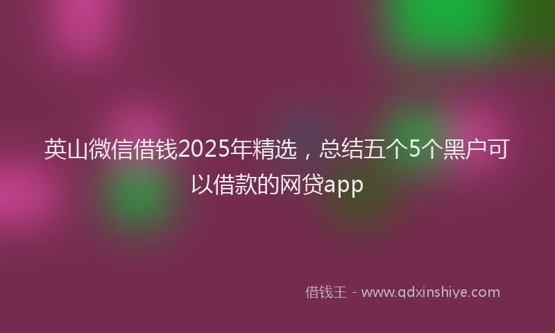 英山微信借钱2025年精选，总结五个5个黑户可以借款的网贷app