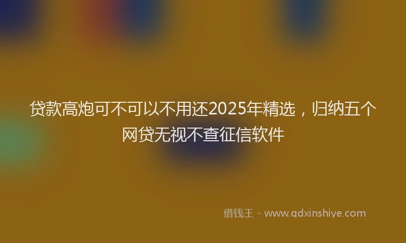 贷款高炮可不可以不用还2025年精选，归纳五个网贷无视不查征信软件
