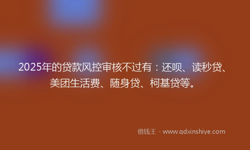 2025年的贷款风控审核不过有：还呗、读秒贷、美团生活费、随身贷、柯基贷等。
